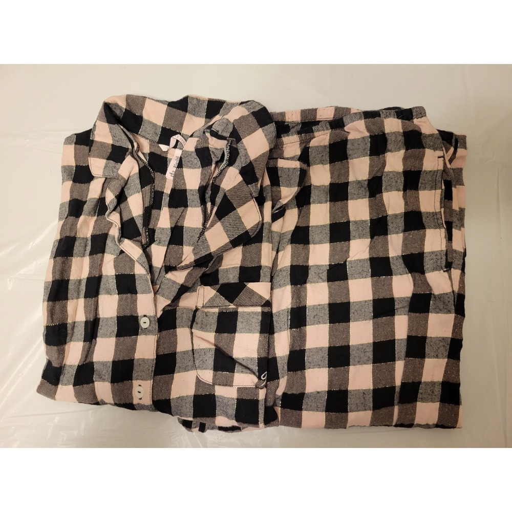 Victoria's Secret Pajama Set Women's Size Medium Black/Pink Plaid (2 Piece Set) - Picture 2 of 10